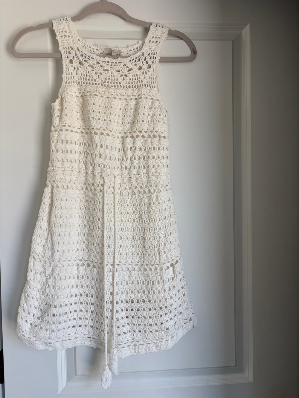 Joie Cream Crochet Sleeveless Sundress